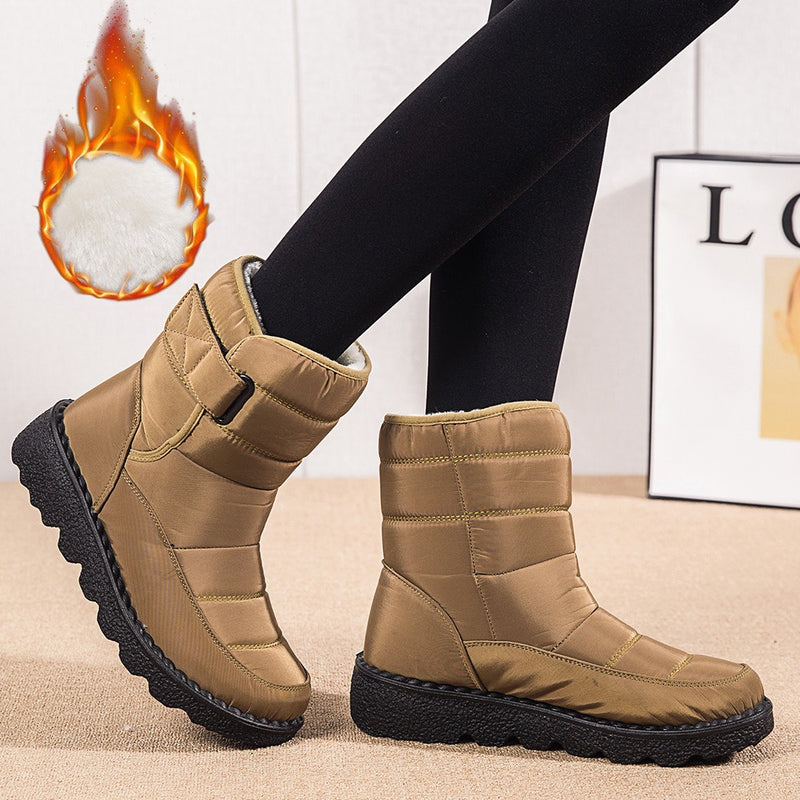 High Top Waterproof Plush Cotton Boots - runwayfashionista.com