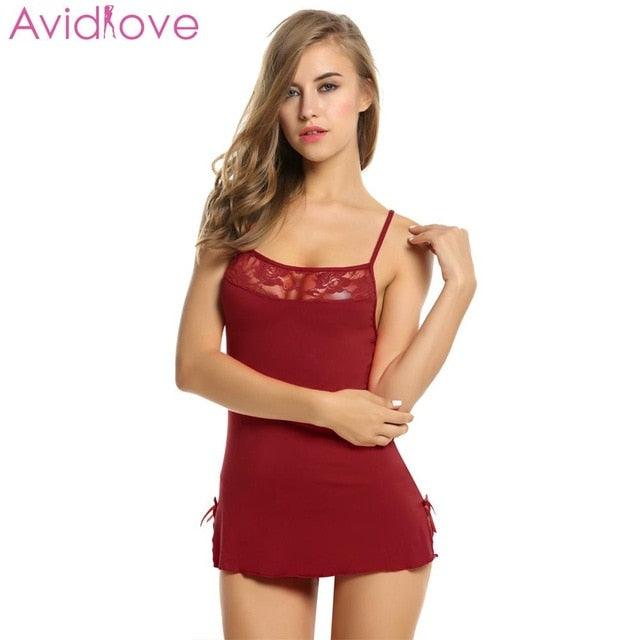 Lace Stretch Mini Dress Sleepwear - runwayfashionista.com