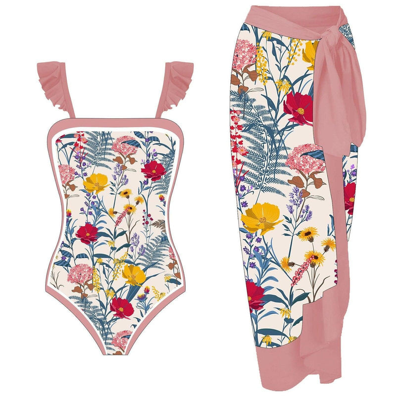 Vintage Sexy Two-Piece Swimsuit Skirt Set - runwayfashionista.com
