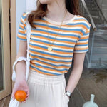 Stripe Short Sleeve T-Shirt - orange