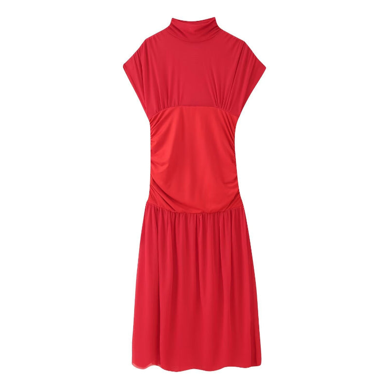 Chiffon Splicing Midi Dress