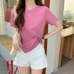 Chic Slim Fit Short Tee - Half Sleeve Casual - pink