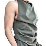 Olive Green Oversized Three-Piece Suit With Blazer, Waistcoat And Wide-Leg Pants