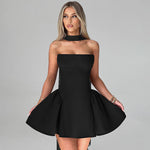 Mini Tube Top Dress With Back Zipper Design - black