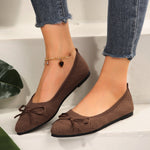Bow Knitted Pointed-toed Flats Shoes - brown