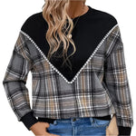Plaid round neck long sleeve sweatshirtrunwayashionista.com