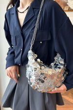 Sequin Chain Crossbody Bag - Adjustable & Stylish - rnwayfashionistacom