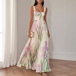 Floral Print Pleated Maxi Dress