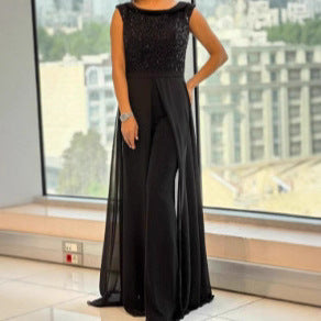 Sleeveless Sequined Long Party Midi Dress