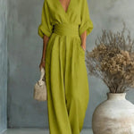 Short-Sleeved Jumpsuit - green