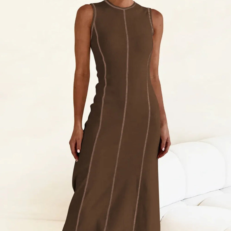 Contrast Stitching Maxi Tank Dress