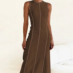 Contrast Stitching Maxi Tank Dress