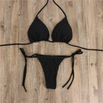 2pcs Halterneck Lace-up Bikini