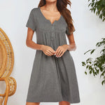 Short Sleeved Pocket Dress - runwayfashionista.com