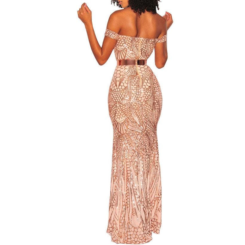 Off Shoulder Maxi Dress - runwayfashionista.com