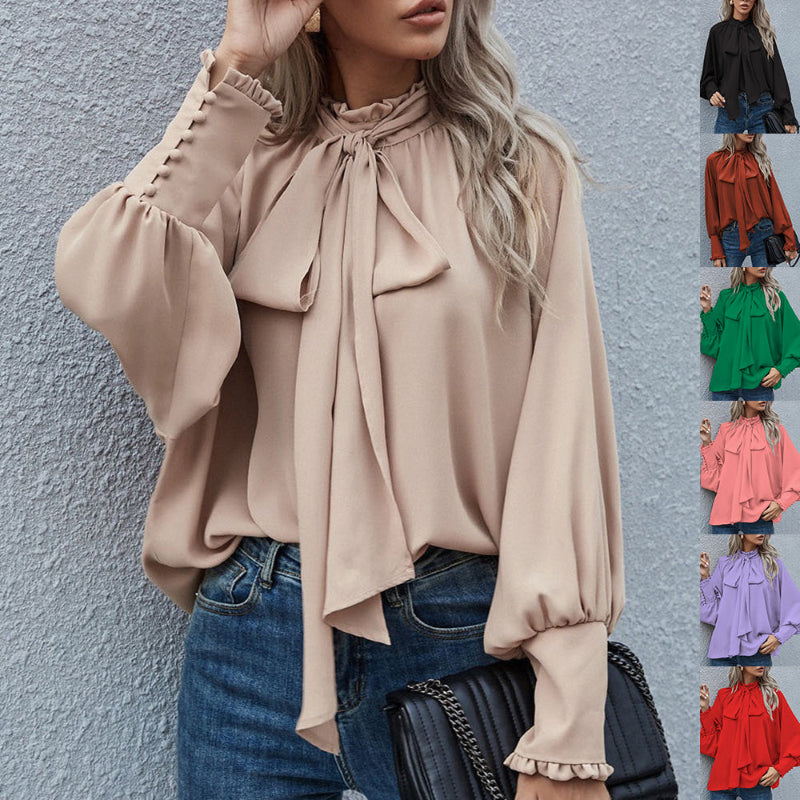 Chic Long Puff Sleeve Loose Blouse