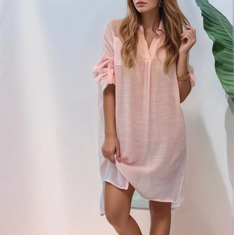 Bold Shirt Dress with Daring Side Slits