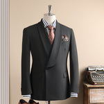 Men's Shawl Lapel Single-Button Structured Blazer & Flat-Front Cuffed Trousers Formal Two-Piece Suit Set