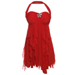 Bold & Beautiful: Halter Neck Backless Mini Dress - red