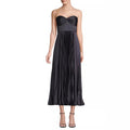 Satin mini dress, pleated dress, women's fashion, casual style, sleeveless dress