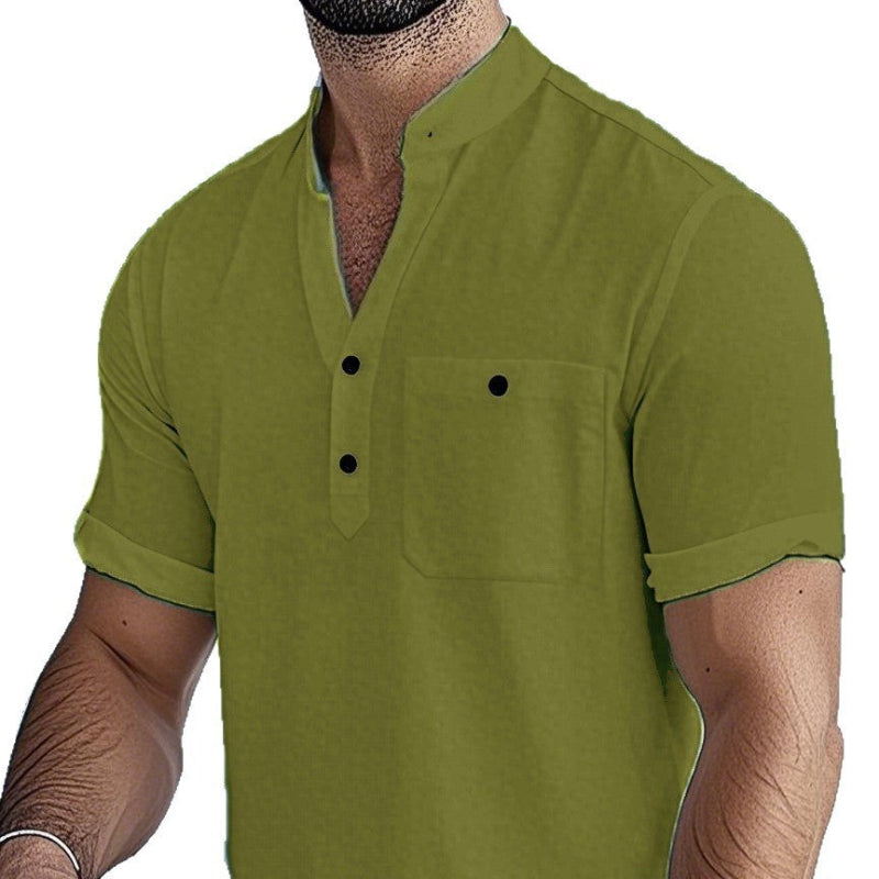 Effortless Modernity: The Lightweight Stand-Collar Shirt