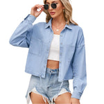 Button up long sleeve denim jacket - runwayfashionista.com