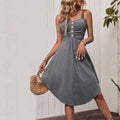 Casual Waist Cinched Suspender Dress