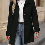 Elegant Single-breasted Mid Length Coat - black