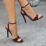 Chic Wine Red Ultra High Thin Heels