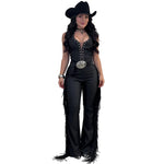 Lace-Up Halter Fringe Wide-Leg Jumpsuit