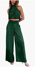 Casual sleeveless top, wide leg pants set - runwayfashionista.com