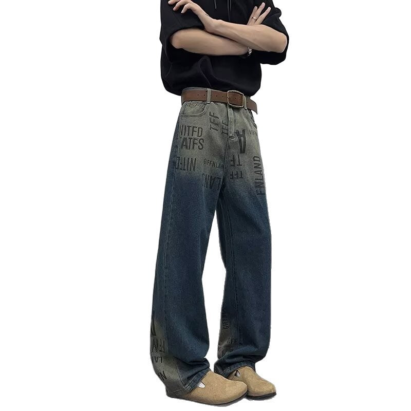 Gemini saidLetter Printed Gradient Jeans: The Summer Statement - blue