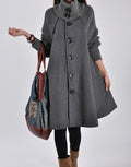 Mid Length Loose Fitting Woollen Coat - runwayfashionista.com