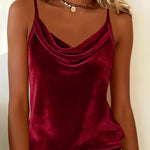 Velour Sleeveless Tops - red