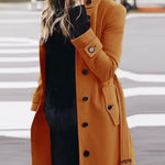 Single Breasted Stand Collar Woolen Coat