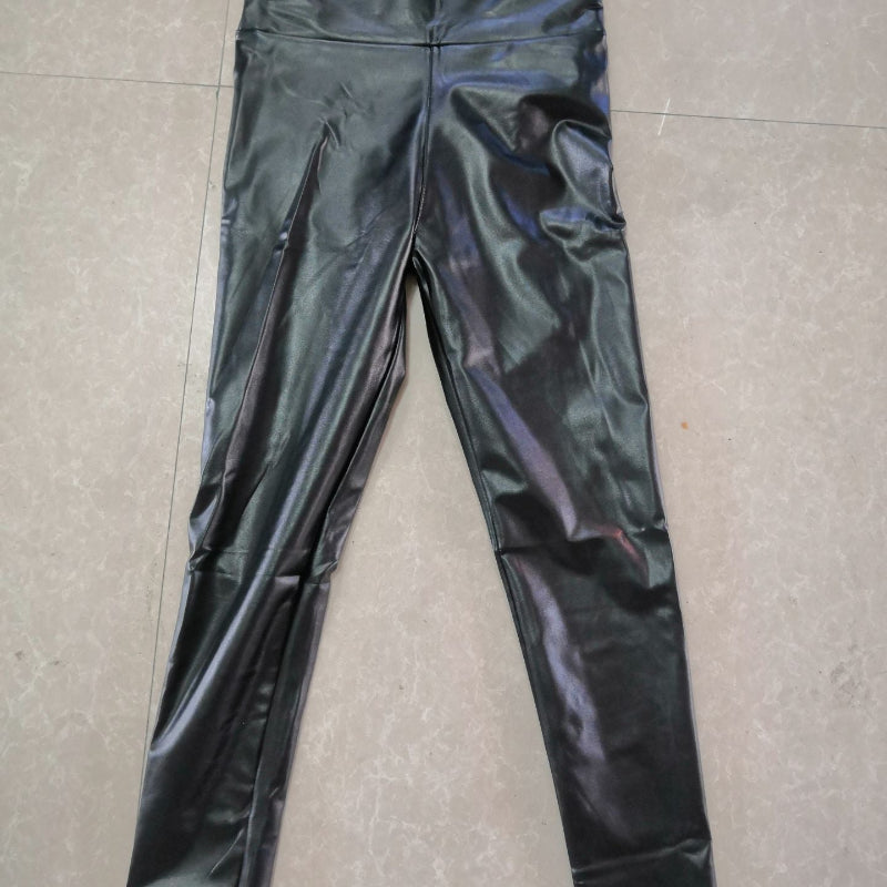 Wet-Look PU High-Waist Leggings