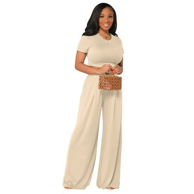 Casual Wide Leg Two Piece Set - runwayfashionista.com