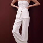 Graceful Tube Top And Straight Pants Trousers Set