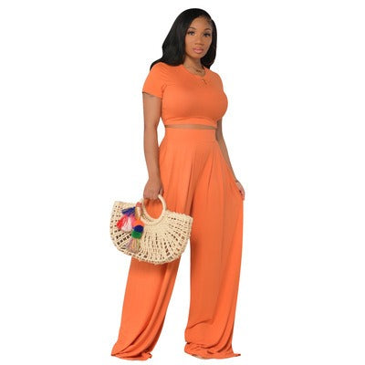 Casual Wide Leg Two Piece Set - runwayfashionista.com