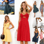 Tie-Front Button-Down Midi Dress
