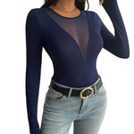 Spliced Sheer Long Sleeve Top