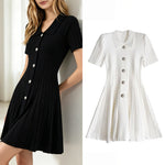 Polo-neck Knitted Dress - black