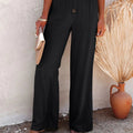 Decorative Button High Waist Pants - runwayfashionista.com