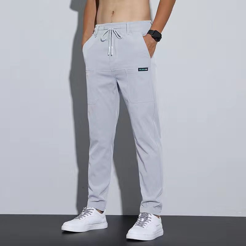 The Essential Straight-Leg Ice Silk Trouser - light grey