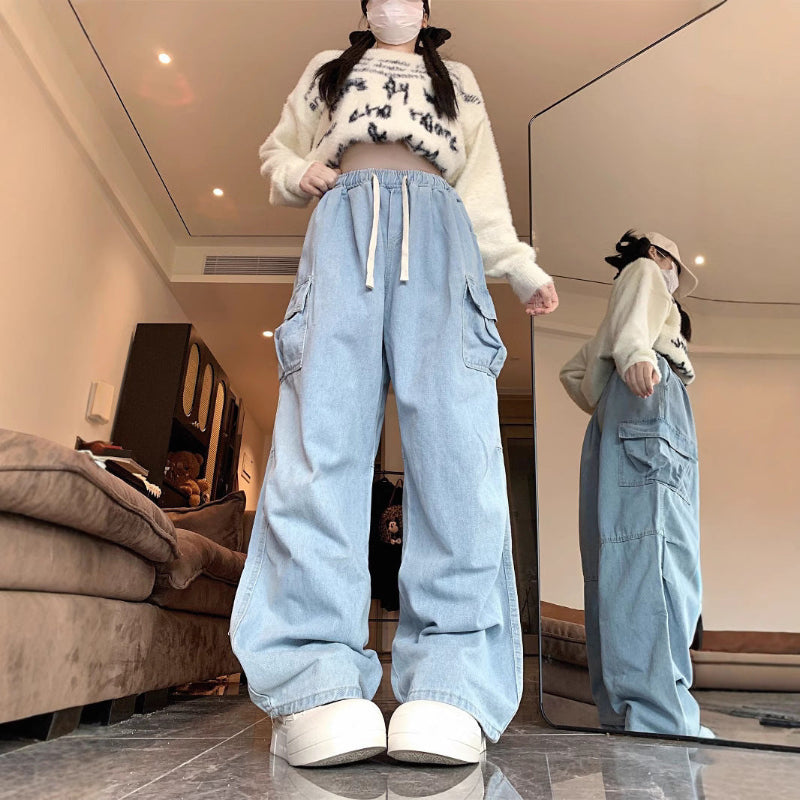 Loose Wide-Leg Denim Trousers