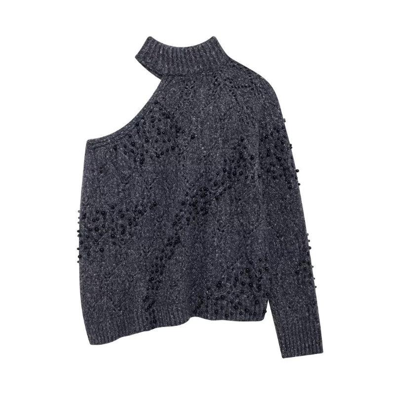 Hollow Bead Knitted Sweater