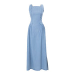 Denim Blue Sleeveless Strappy Maxi Dress