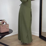 Solid Color Long Sleeve Top & Skirt Set