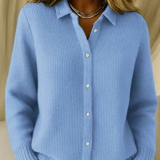 Long Sleeve Knitted Sweaters - blue