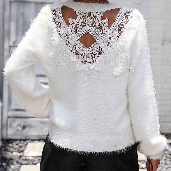 Round Neck Long Sleeved Pullover Sweater - runwayfashionista.com